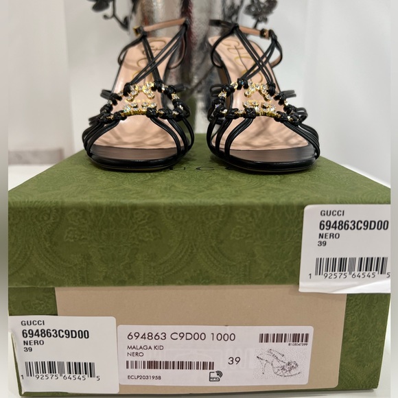 GUCCI Isa crystal-embellished leather slingback sandals EU:39 - Picture 8 of 12